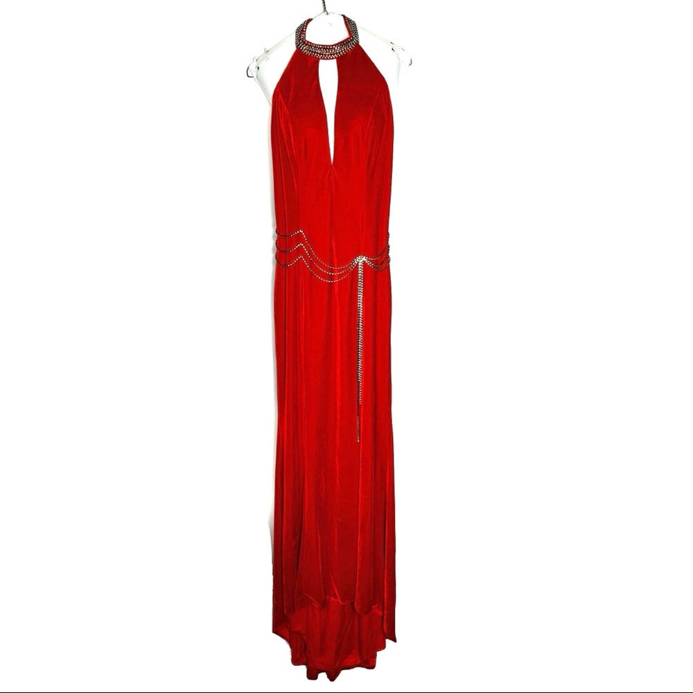 Prima Donna Collection Red Dress Sz S - Collar Jewels Prom Pageant Backless Gown